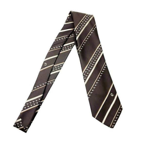 Guy Laroche Cravatte Polyester Tie‎ Short Skinny Brown - Picture 5 of 5